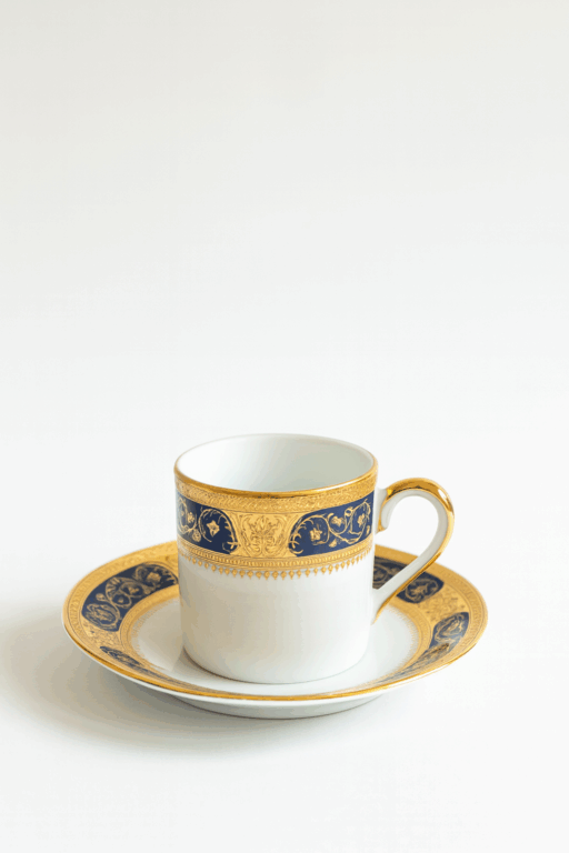 Blue Gold Plated Turkish Tea Cup