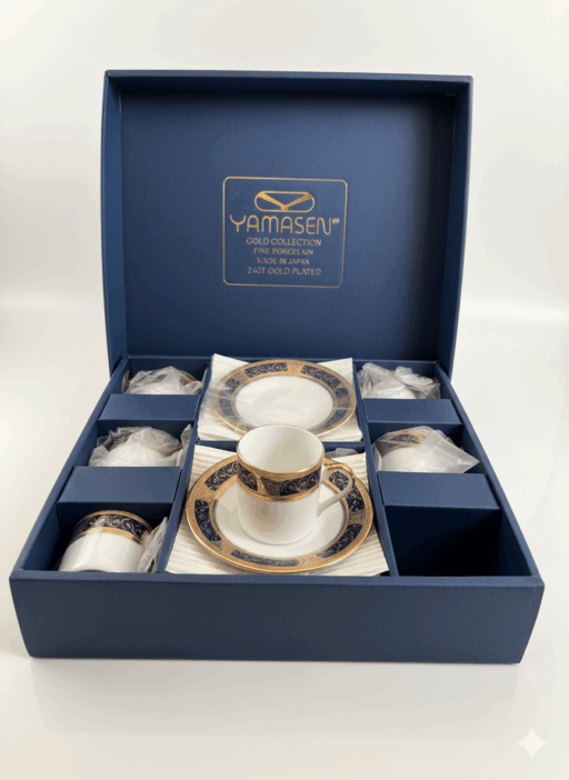 Blue Gold Plated Turkish Tea Cup - Image 3