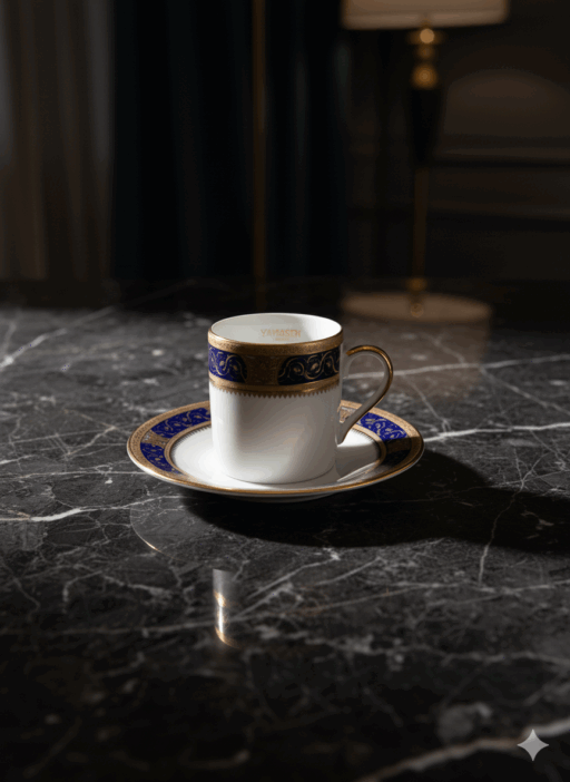 Blue Gold Plated Turkish Tea Cup - Image 2
