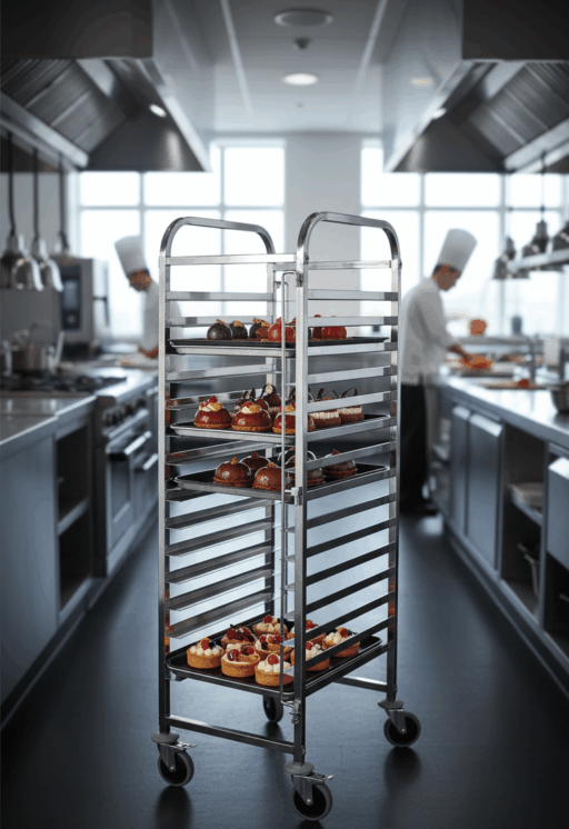Commercial Stainless Steel Bakery Cart Trolley – 16-Tier Cake Pan Rack without tray