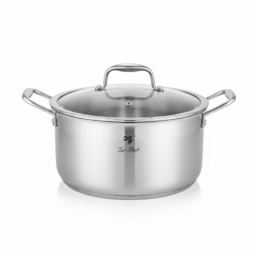 Tri-Ply Stainless Steel Cooking Pot with Glass Lid