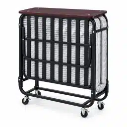 Folding Bed with Mattress and Lockable Wheels
