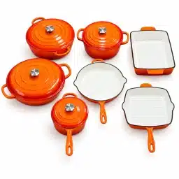Tex-style Enamelled Cast Iron Cookware Set, 7 Pieces